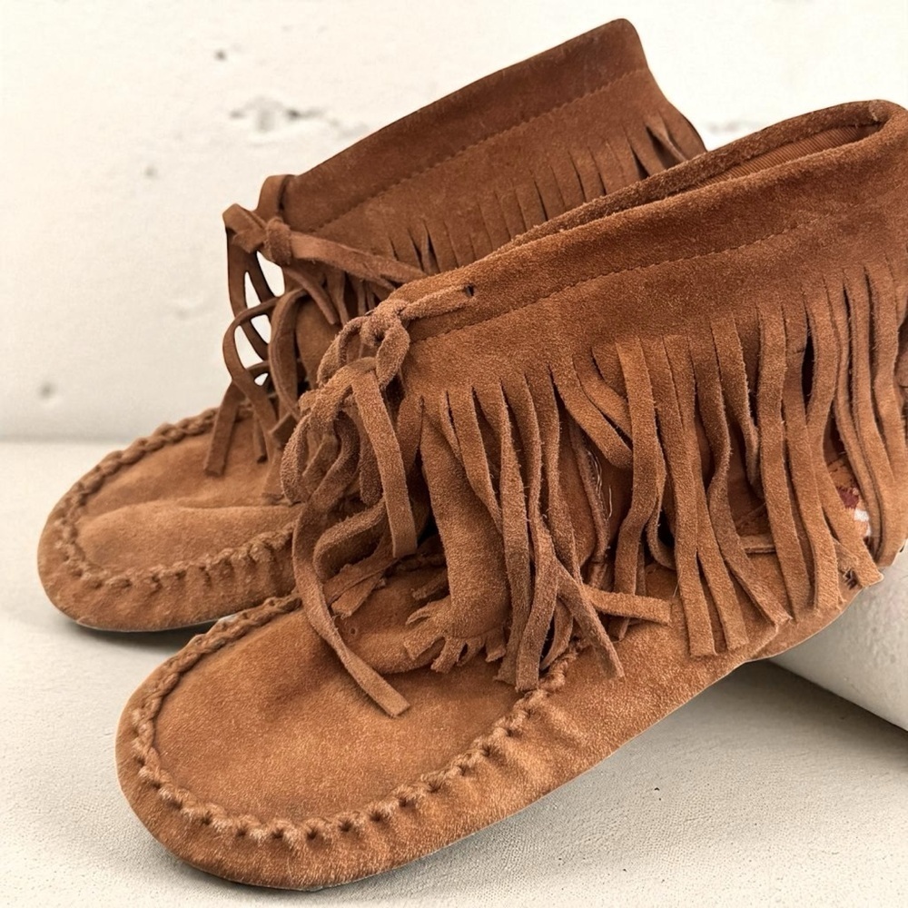 Aldo Suede Fringe Moccasin Boots | Boho Festival Western 37